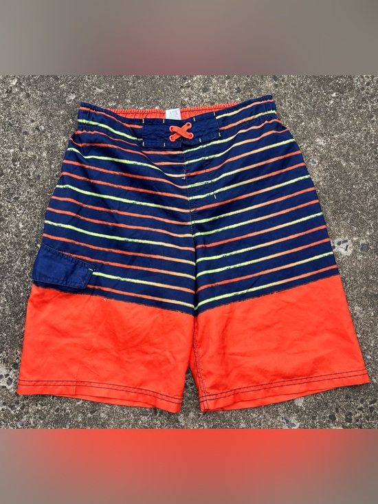 Cherokee Other - Cherokee Navy Swim Shorts with Orange & Neon Green Stripes